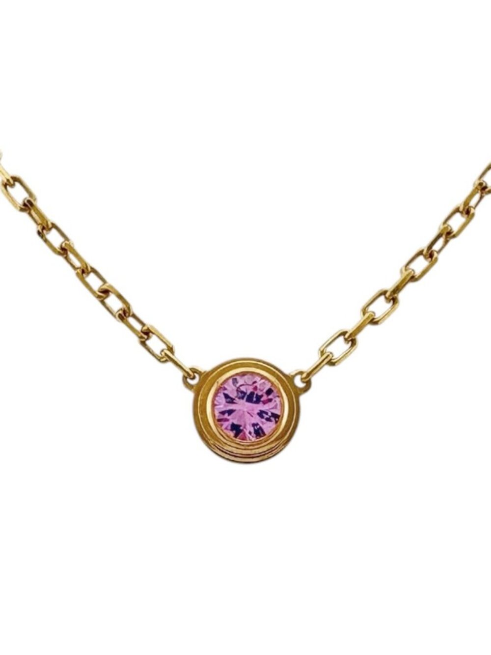 Cartier d'Amour Diamants Leger Necklace 18k Gold Pink Sapphire